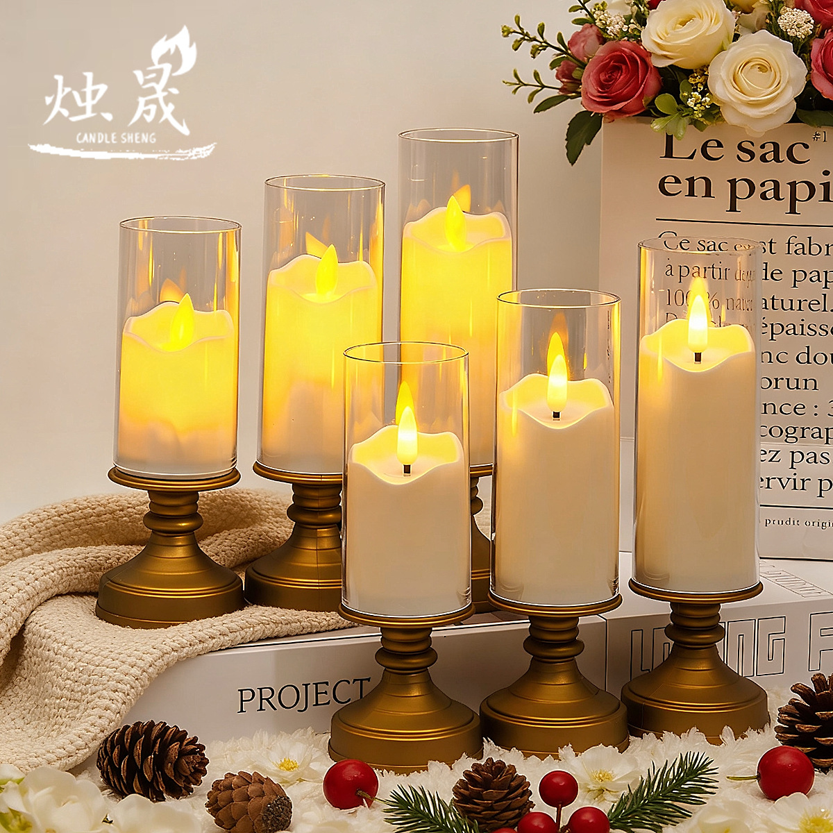 brand electronic glass candle