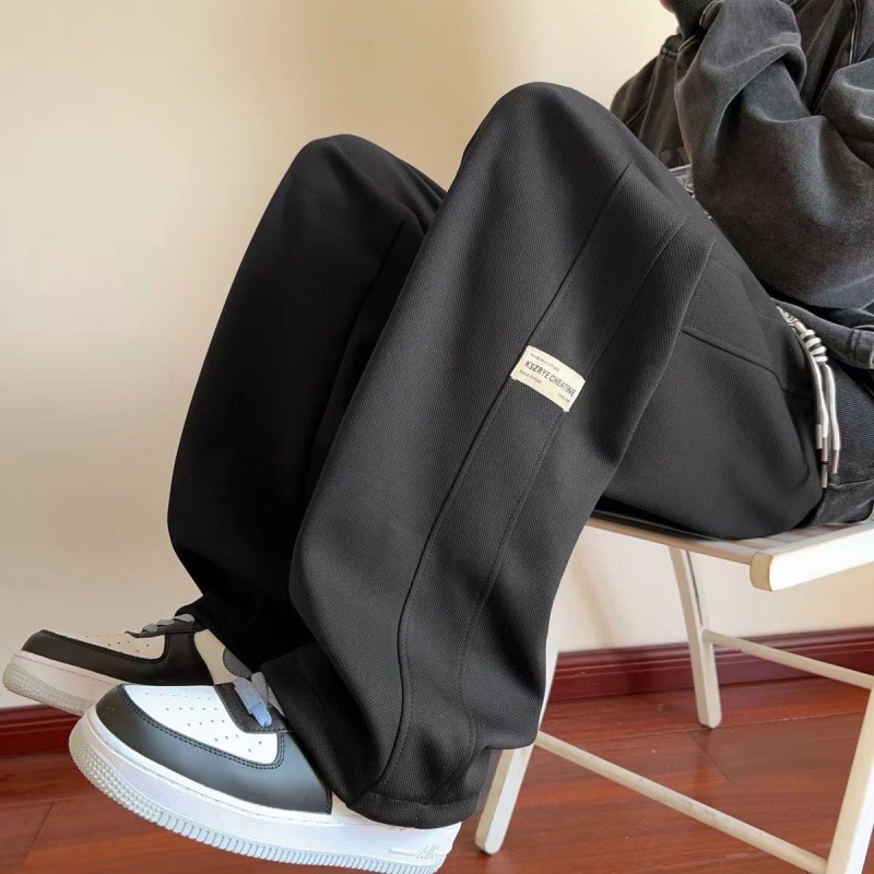 Waffle Pants Men's Spring and Autumn Loose Casual All-Match Straight-Leg Sports Loose Student Couple's Wide-Leg Pants Trendy