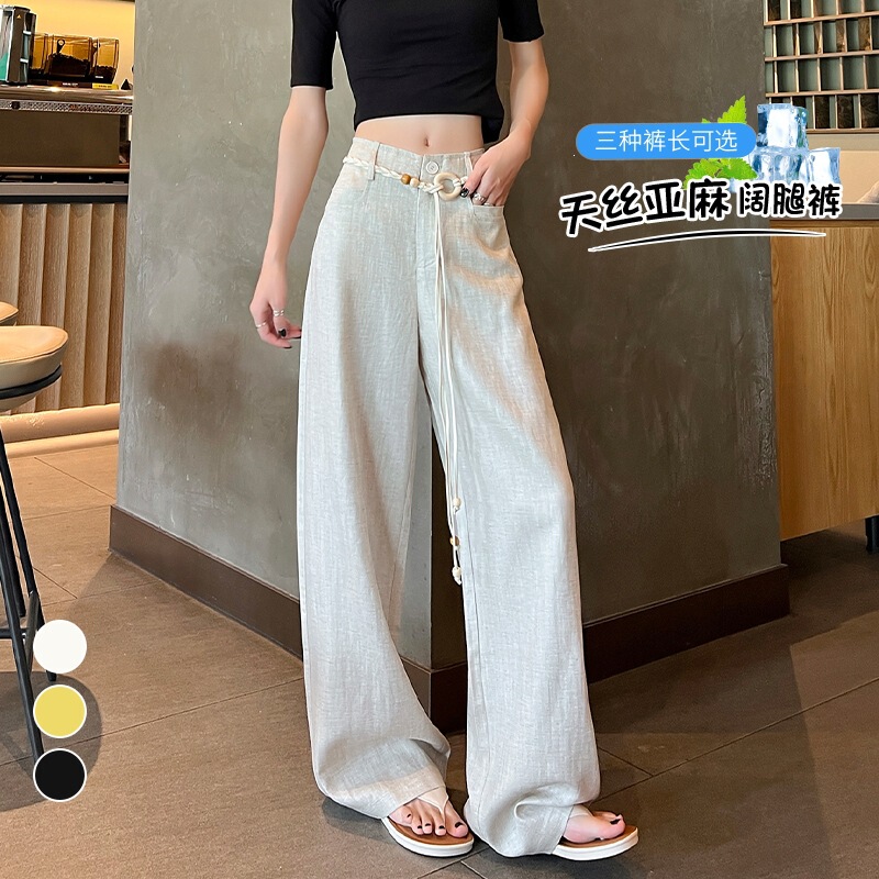 Real Shot of 2026 Summer Korean-Style Tencel Linen Wide-Leg Pants, High-Waisted Cotton-Linen Thin Sun-Protection Straight-Leg Floor-Length Pants for Women Real Shot of 2026 Summer Korean-Style Tencel Linen Wide-Leg Pants, High-Waisted Cotton-Linen Thin Sun-Protection Straight-Leg Floor-Length Pants for Women