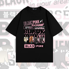 blackpink周边应援同款纯棉短袖T恤男女夏潮牌宽松落肩半袖上衣