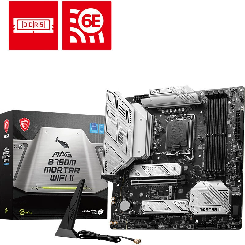 Материнская плата MSI MAG B760M Mortar WiFi II, DDR5 — mortar, для настольного ПК, совместима с процессорами 13‑го поколения