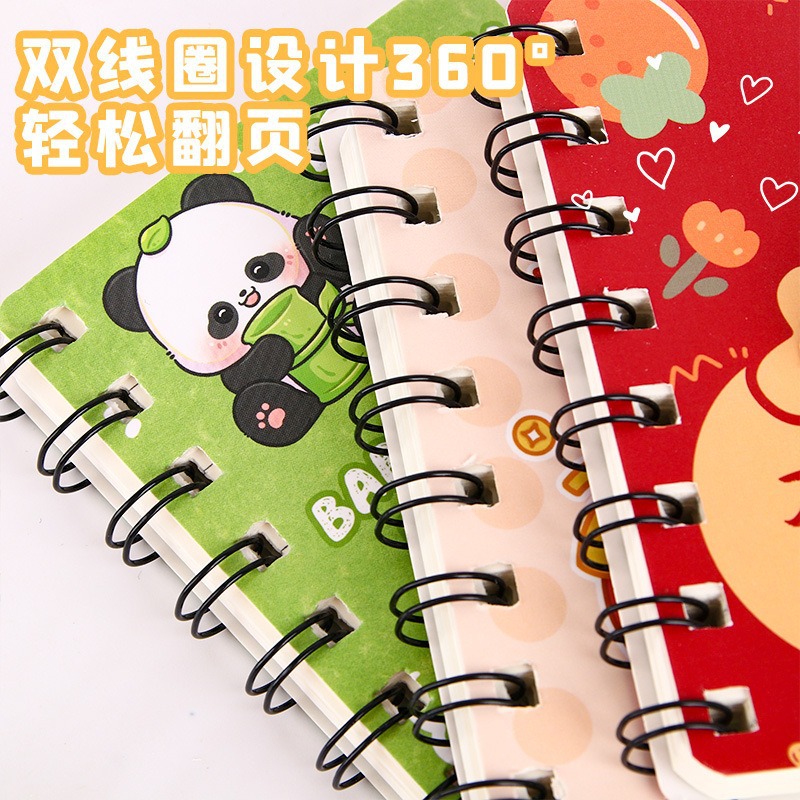Mini bobina personalizada lindos dibujos animados laterales volantes portátiles estudiantes bolsillo A7 palabras cuaderno