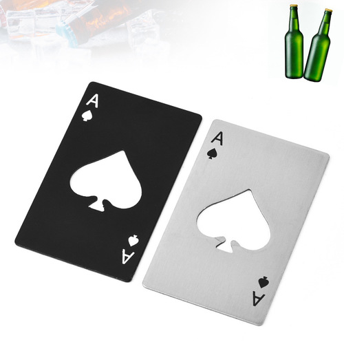 Manufacturer wholesale Ace of Spades credit card card creative playing card bottle opener stainless steel bottle opener wine opener coaster
