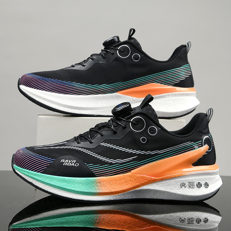 Zapatos para correr con tabla de carbono para estudiantes de primaria y secundaria, zapatos deportivos con hebilla giratoria de suela realmente explosiva, clases de educación física, zapatos ligeros para niños, primavera y verano