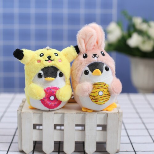 Cute cartoon cross-dressing donut penguin plush toy doll pendant bag pendant doll doll wholesale