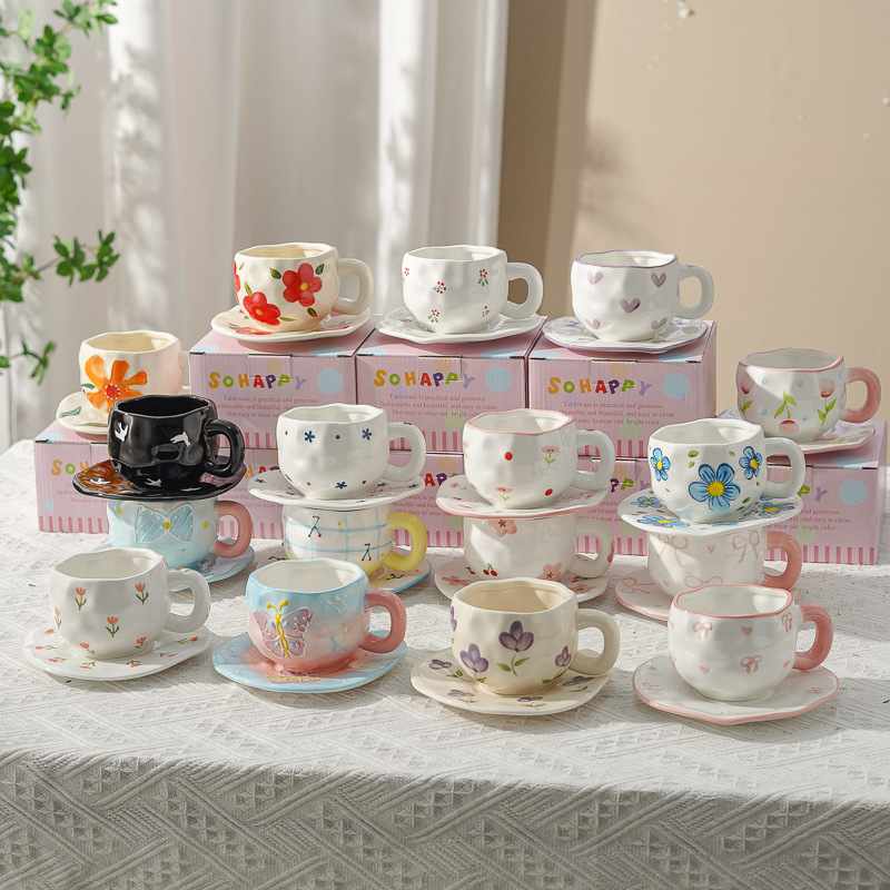 Taza de café de cerámica de alta calidad, taza de café de la tarde, esmalte de color, estilo chino, estilo retro coreano, hogar