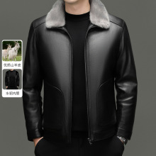 新品男士真皮山羊皮夹克恒源祥冬季水貂领男士高端山羊皮外套潮