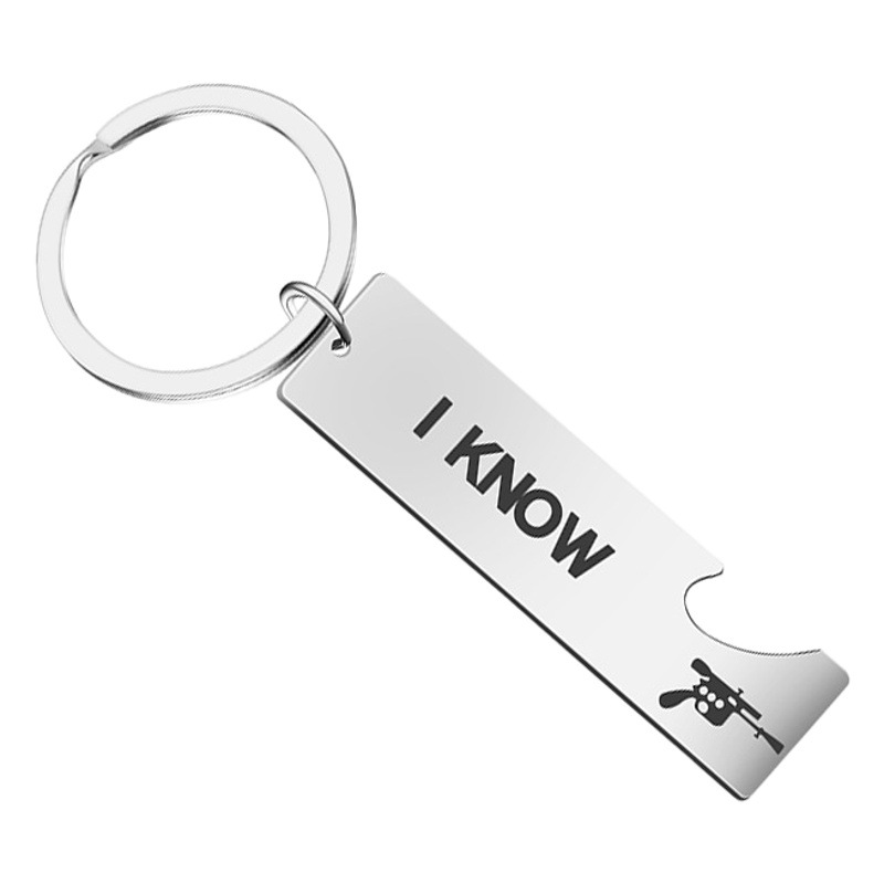 Stainless Steel Military Brand Couple Keychain Iloveyou Long DIY Personalized Pendant Gift Keychain Iknow