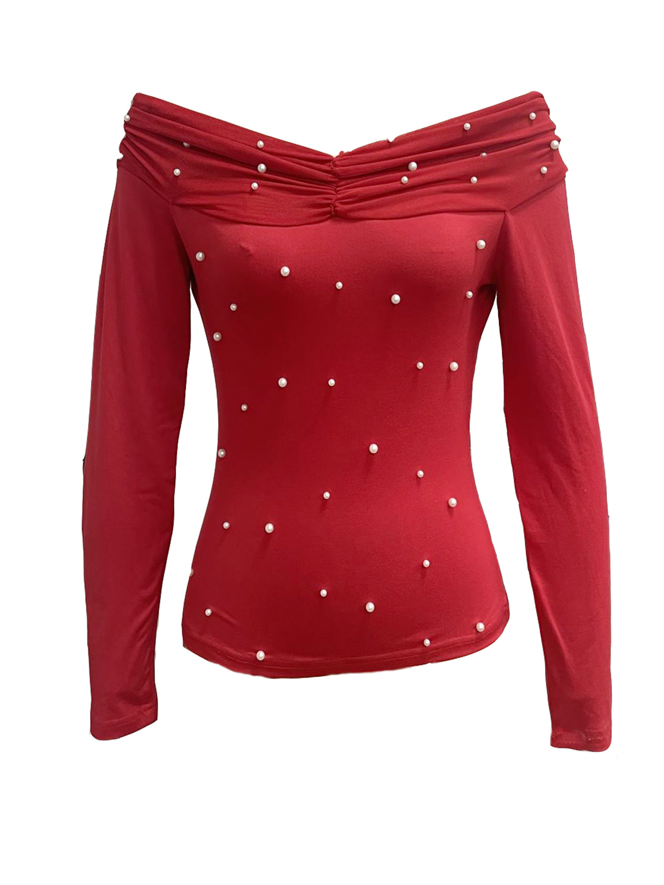 Europa y Estados Unidos comercio exterior ropa de mujer primavera y otoño hombros abiertos camiseta corta camiseta original de manga larga camiseta delgada image 4