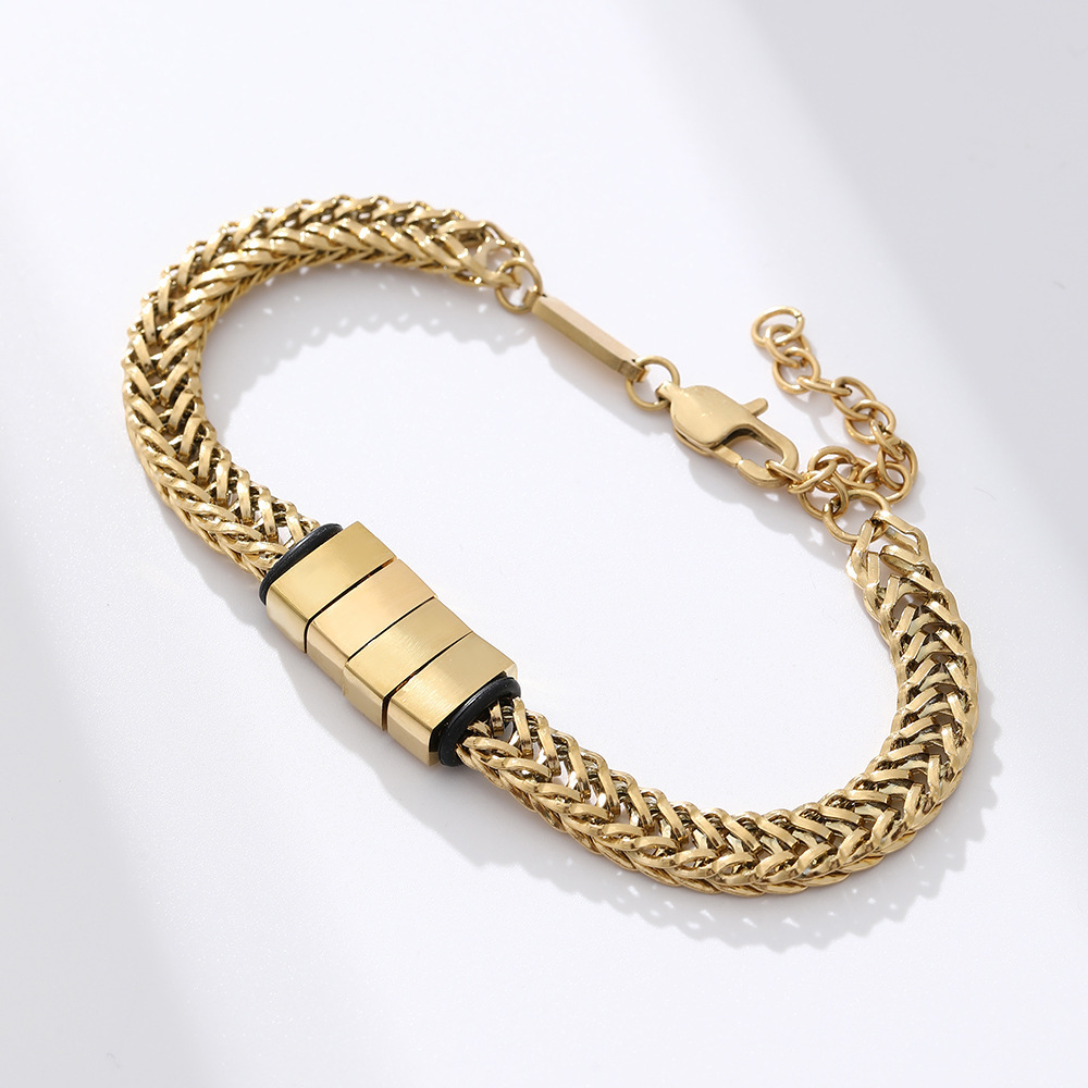 Simple Style Solid Color Titanium Steel Plating Men's Bracelets Men's Chain Bracelets display picture 2