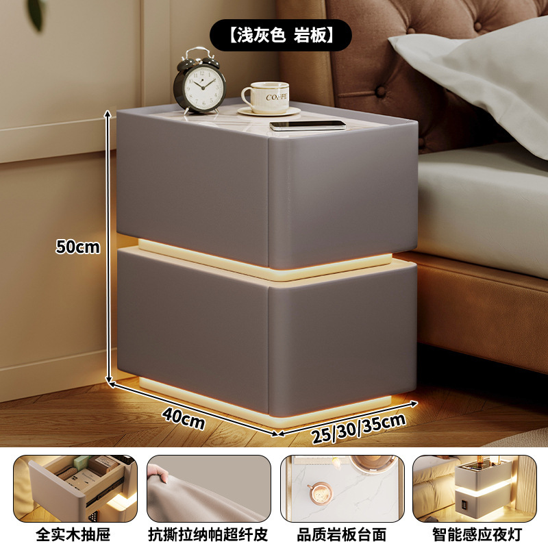 Mesita de noche inteligente simple y moderna pequeña súper estrecha 2024 nueva carga inalámbrica 30 cm dormitorio lado de la cama gabinete estrecho