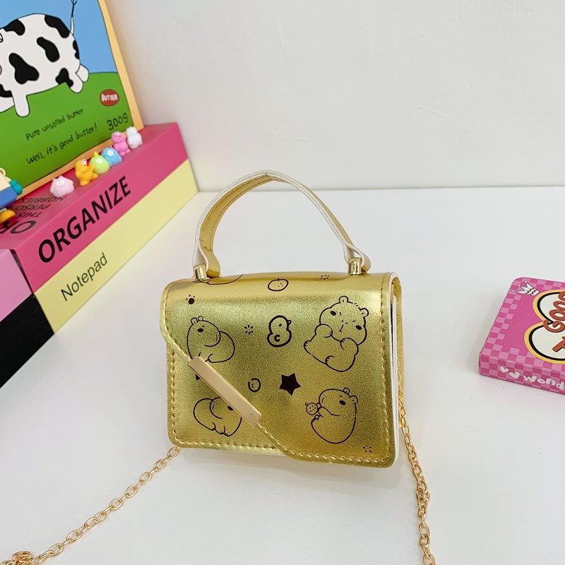 Bolso de hombro para niños y niñas de estilo coreano, bolso de bebé con estampado de estilo occidental lindo de dibujos animados, nuevo mini bolso de cadena para niños