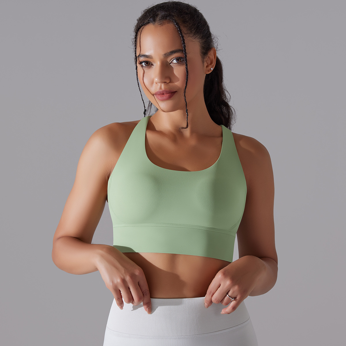 127g Weight Sleeveless Sleeve Length Nylon, Spandex Fabric Type Short Top Length Halter Crisscross Tank Tops Type Fitness, Yoga Occasion U Neck Neckline Solid Color Pattern Sports Style Sports Solid Color Nylon Spandex U Neck Active Tops Halter Crisscross Tank 137