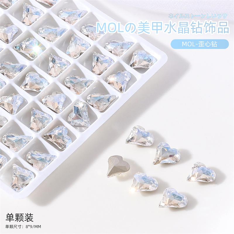 Internet celebridad nueva manicura K9 diamante MOL luz de la luna color mágico de forma especial en punta de diamante mariposa gota de agua corazón torcido clavo de cristal diamante