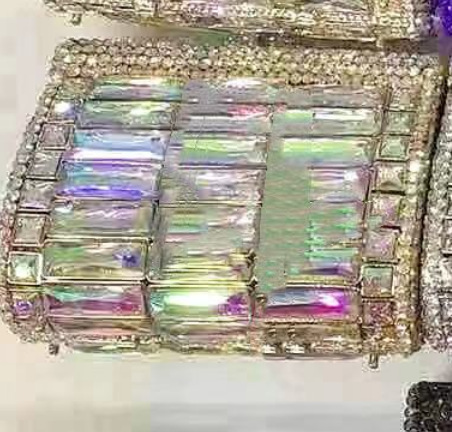 Túi clutch nữ đính đá rhinestone dạ hội cầm tay — Màu Sâm panh, Đế Vàng Kim Cương, Nền vàng kim cương trắng, Vàng kim AB chi tiết 27