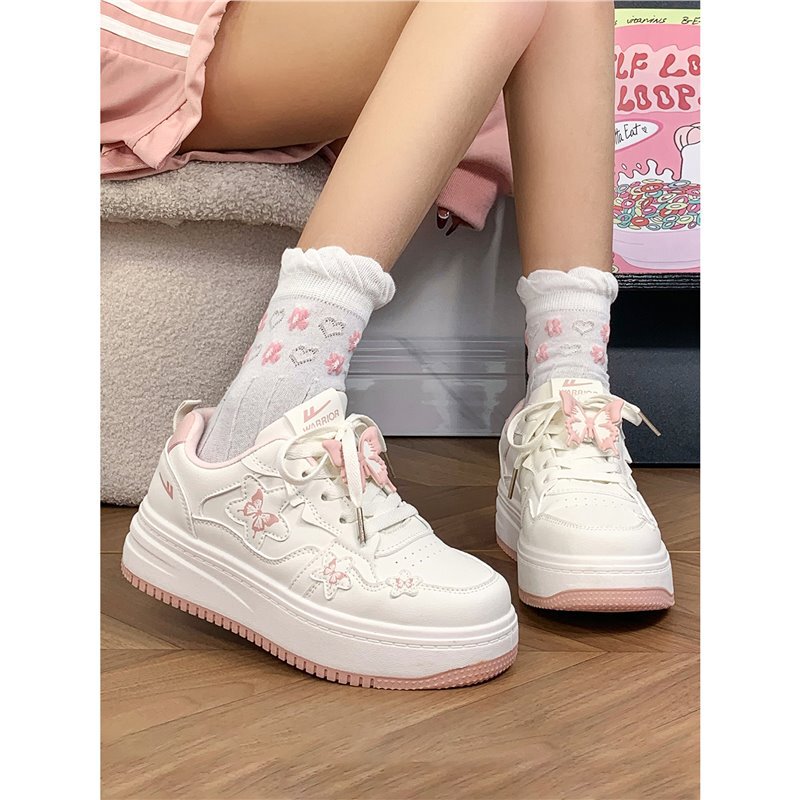 Huili Women's Shoes Butterfly Original Niche Shoes Women's Cute Korean Sweet Girl White Shoes Women's Breathable Student Board Shoes