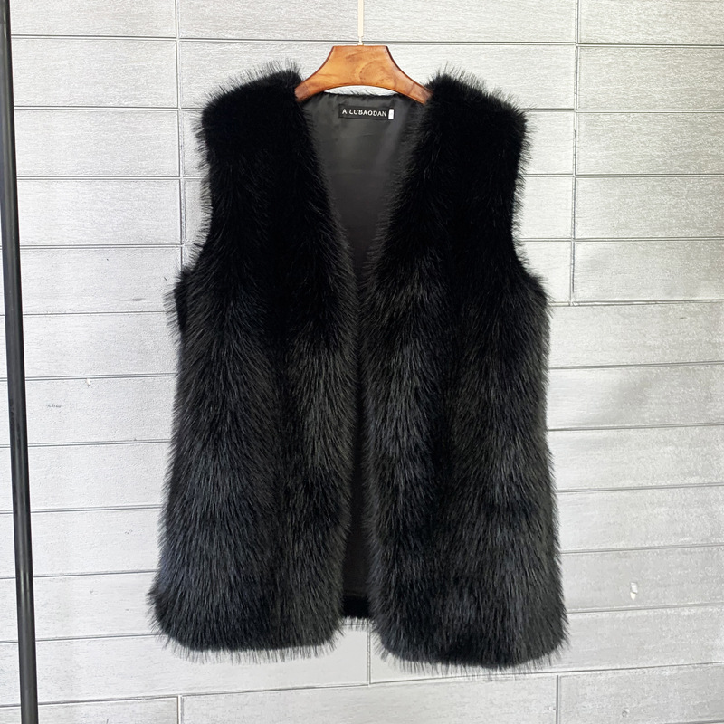 Damenbekleidung Pelz Winter Mittellange Pelzweste Warme weibliche Weste Mantel weich_voghion.com