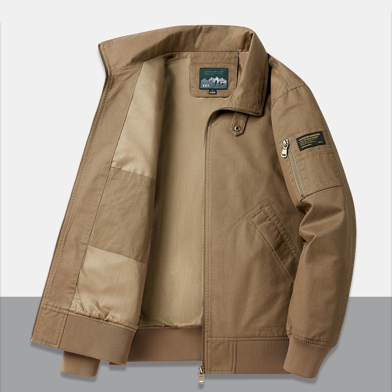 Autumn Dad's Lapel Jacket for Men, Middle-Aged and Elderly, Spring and Autumn Style Tops, Middle-Aged Men's Jackets
