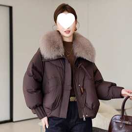棉服女2026新款冬季加厚棉衣韩版宽松大毛领洋气减龄短款棉袄外套