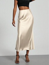 I 14160 Elegant Satin Midi Skirt �������ȹ �羳�W��