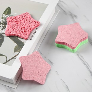 Amazon hot sale heart-shaped flower-shaped five-pointed star compressed wood pulp cotton face washing puff facial cleansing exfoliating sponge