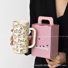 Ins風かわいい猫陶磁器カップレトロなマグカップアニメ朝食牛乳カップシンプルな飲みカップお土産