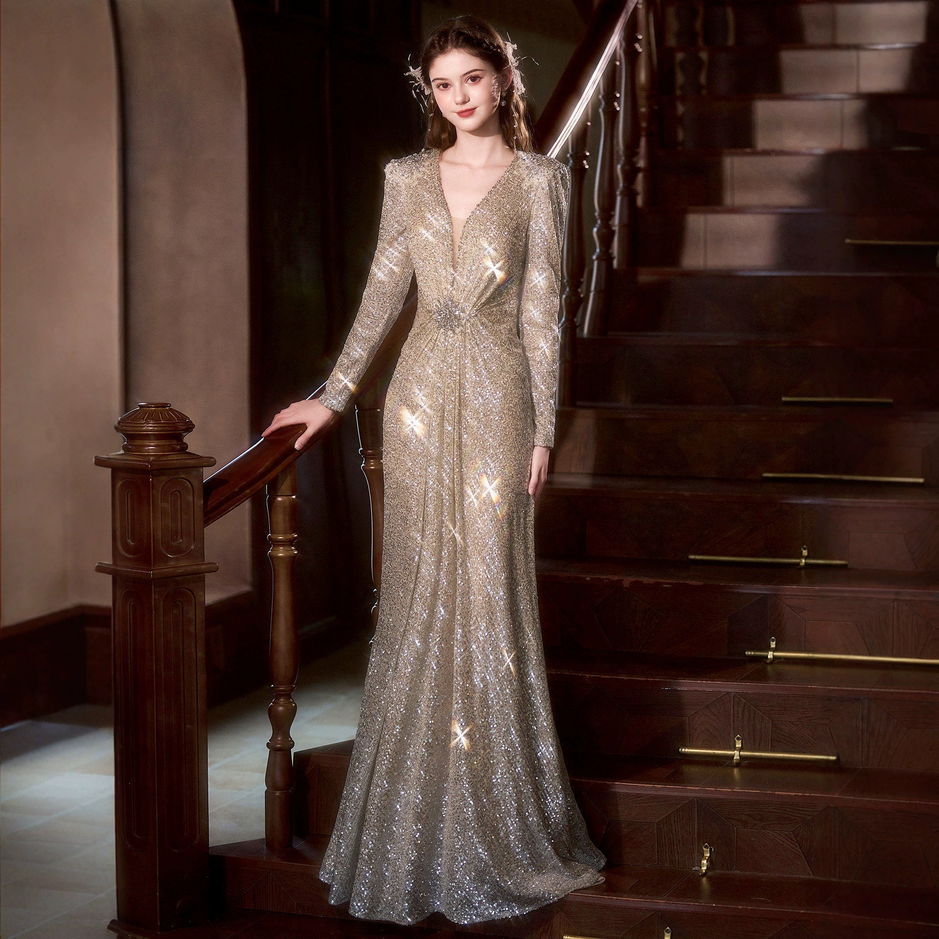 Elegant Sophisticated Long Dresses Style Evening Gowns Light Luxury Suitable For Students Art Exams Coming Of Age Ceremonies Birthday Parties Emcees_ecoleips.com