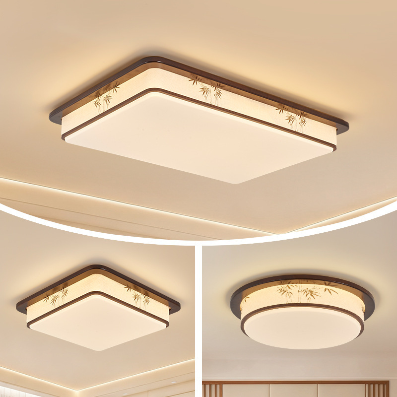 Song-Style Aesthetic Bedroom Ceiling Light in Walnut Color, 2026 New Model, New Chinese Style, Chinese-Inspired Study and Living Room Ceiling Light