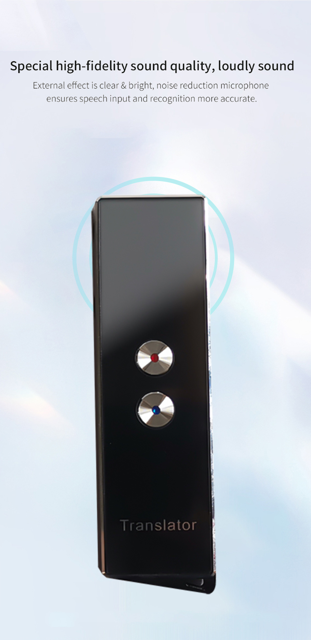 The X9 translator features voice synchronization translation, mutual translation, cross-border multi-language photography, travel and audio recording for offline use undefined