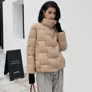阶梯款轻薄短款2023新款羽绒服女士宽松立领时尚女装洋气潮流外套
