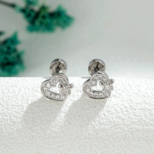 亨森新款精致气质温柔风微镶锆石蝴蝶结爱心耳骨钉穿刺耳饰