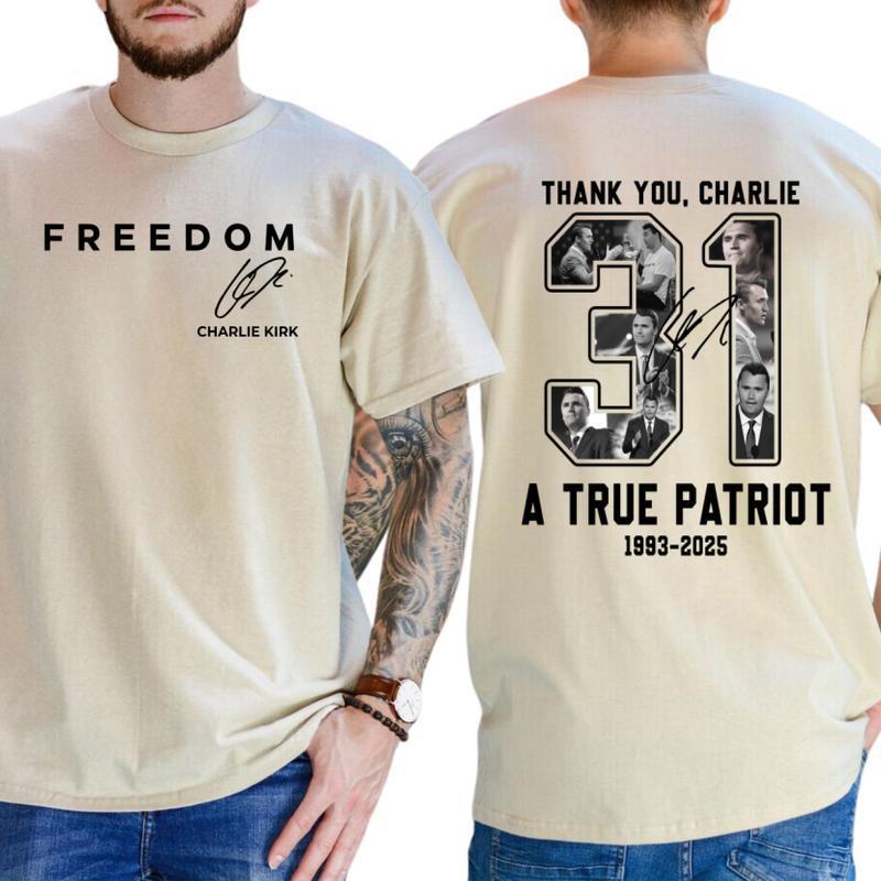 【跨境欧码】Freedom Charlie Kirk 2025 T-Shirt , True Patriot|undefined