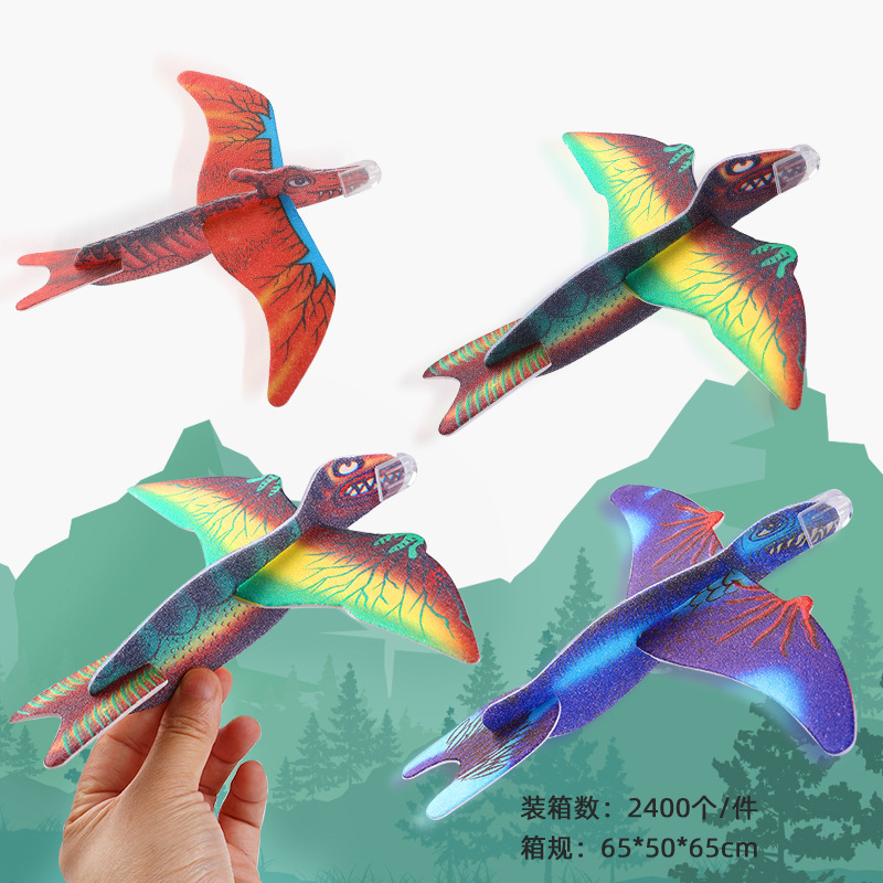 Dibujos animados animales espuma aviones mano tiro dinosaurio unicornio modelo de avión montado kindergarten juguetes hechos a mano transfronteriza