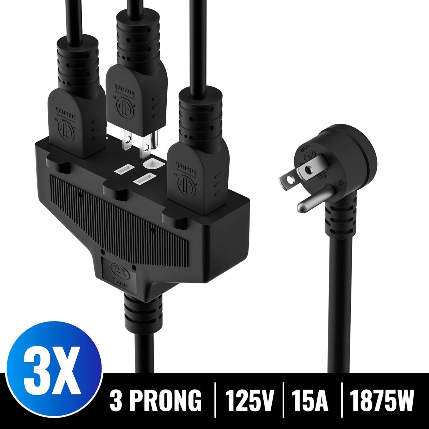 户外延长线 10 英尺带 3 个插座,14/3 。 3 爪接地电源线,14 号