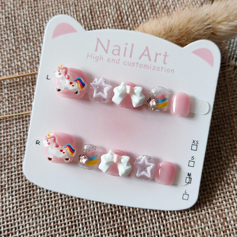 Children's Handmade Unicorn Nails, Sunshine Rainbow Little White Horse, Cartoon Nail Patches for Students Aged 3-6-10 Children's Handmade Unicorn Nails, Sunshine Rainbow Little White Horse, Cartoon Nail Patches for Students Aged 3-6-10