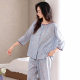 Woven Cotton Gauze Pajamas for Women Spring and Summer Pure Cotton Three-Quarter Sleeve Thin Cotton Can Be Worn Outside Middle-Aged Mothers Home Clothes