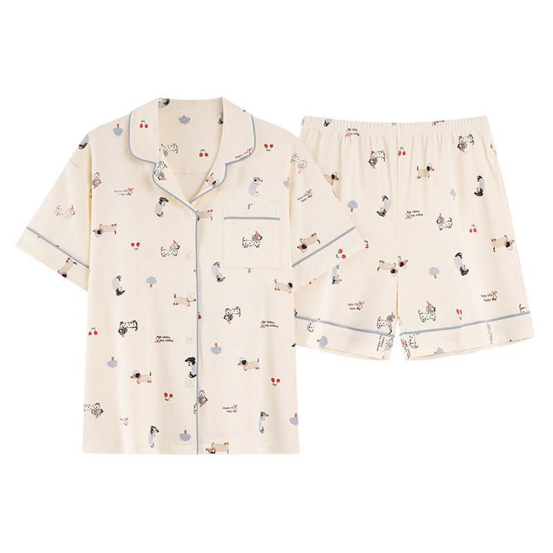 Pijama de mujer 2026 nuevo verano algodón damas de manga corta pantalones cortos set cardigans dibujos animados ropa para el hogar verano