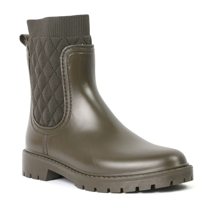 Женская обувь, модные новые резиновые сапоги Челси, женская Средняя трубка, непромокаемые, Нескользящие, бриллиантово-зеленые интернет-знаменитости