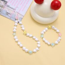 卡通儿童手链公主糖果透明珠防丢手机链珍珠串珠爱心手工跨境饰品