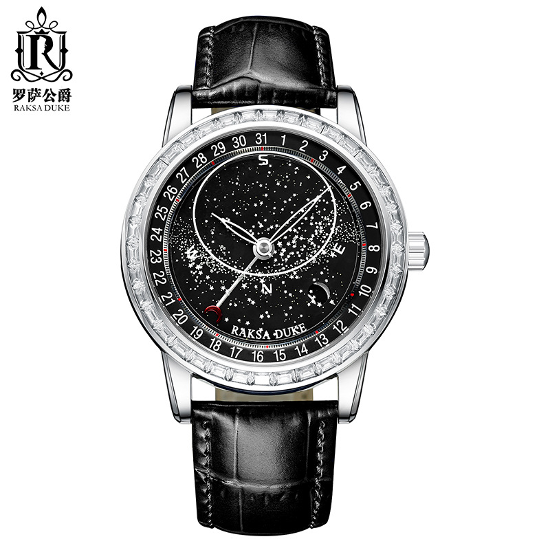 2025 Men's Watch Luminous Fashion Fully Automatic Mechanical Watch Classic Business Waterproof Starry Sky Watch Cross-Border