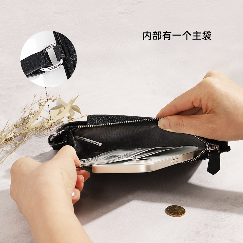 Bolso para teléfono móvil multifuncional transfronterizo de un solo hombro con cremallera mochila para teléfono móvil de cuero PU pequeño y simple para mujer mini bolso para teléfono móvil diagonal