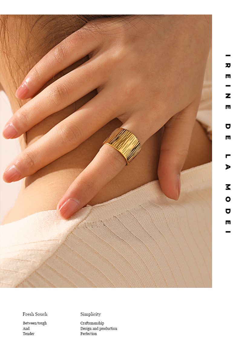 7g Weight PVD Coated Gold Plating Process 18K Gold Plated Plating Material PVD Coated 18K Gold Plated Geometric 304 Stainless Steel Modern Style Waterproof Non Tarnish Open Ring