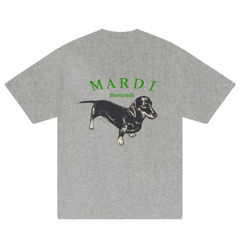 韓国Mardi半袖女性夏ソーセージ犬プリント金高銀同型Jennieカジュアル綿綿重ポンドtシャツ|undefined