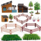 Simulation poultry farm props green plant dog house house fence model set DIY micro sand table props ornaments