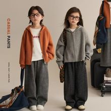 2025秋冬新款儿童加绒长裤中大童洋气爆款加厚保暖弯刀裤