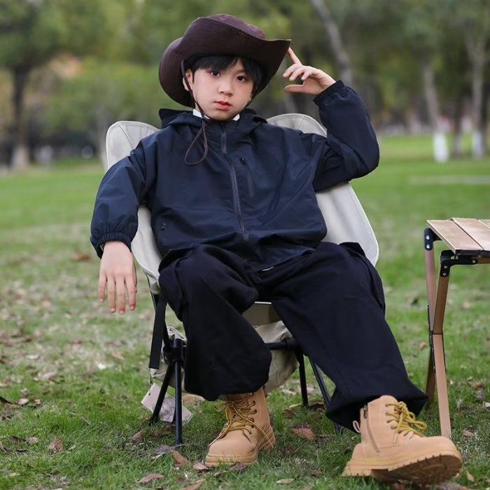 Children's Boys Thin Hooded Jacket Spring And Autumn Loose Versatile Solid Color Coat_voghion.com