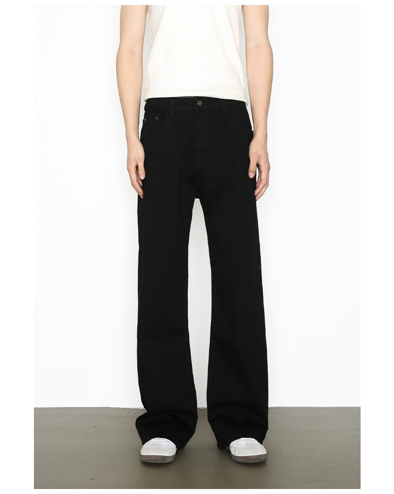 Streetwear Stretch Flare Jeans – High Waist Relaxed Fit Vintage Washed Denim Pants For Men_mkmklike.com