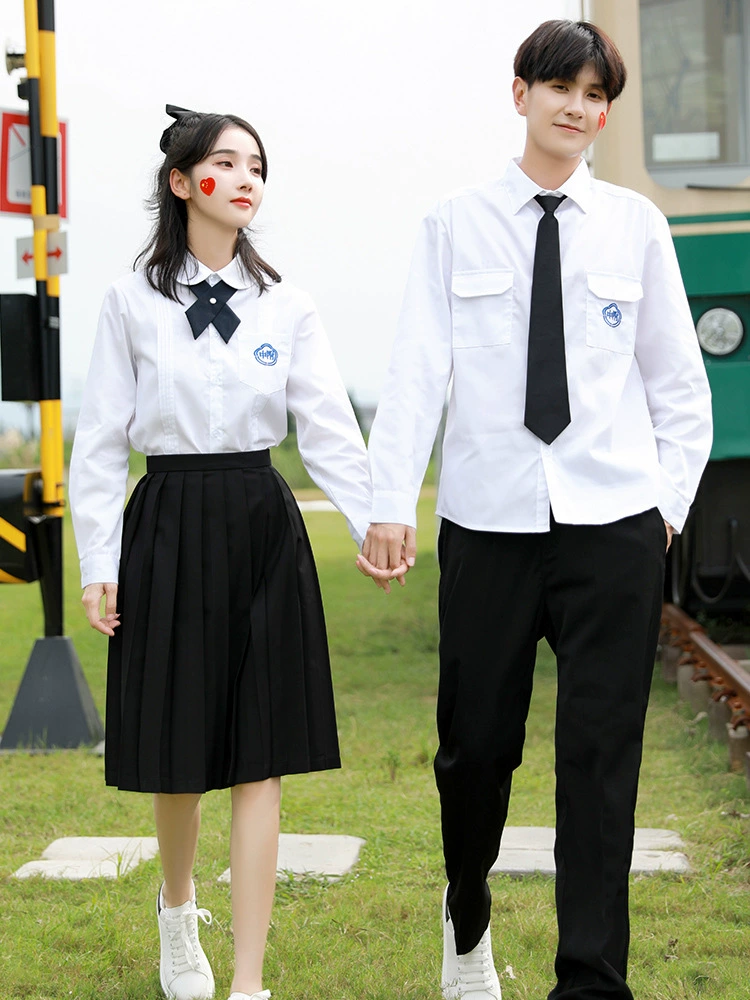 [A Xin Тайваньский педагогический университет, вышитая рубашка в том же стиле для средней школы] Классная форма JK Мужская и женская классная форма с короткими рукавами и длинными рукавами