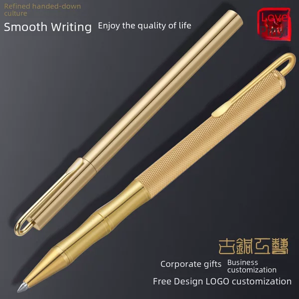 Retro ingenuity Chinese style Pure Brass pen metal signature pen ball pen creative business office creative gift pen