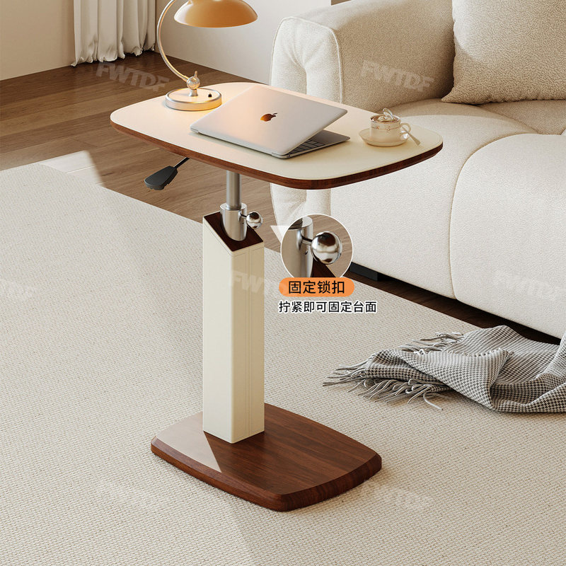 Saddle leather adjustable side table, home use bedside table, vintage style living room coffee table, small table, movable bedside computer table Saddle leather adjustable side table, home use bedside table, vintage style living room coffee table, small table, movable bedside computer table